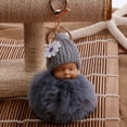 thumbnail image 5 of Ludlz Cute Sleeping Baby Fluffy Pompom Plush Doll Hanging Pendant Key Ring Keychain, 5 of 7