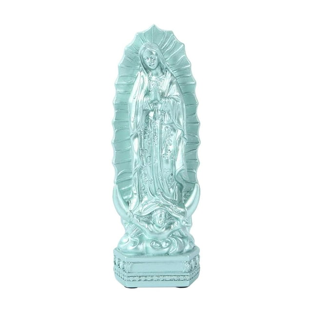 Estatua católica de resina de la Virgen María, figura religiosa, regalo de Navidad, decoración del hogar Verde