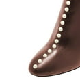 thumbnail image 3 of YDN Women Studded Pearls Slim High Heel Booties Pointed Toe Side Zipper Ankle Boots Fashion Dressy Party Shoes Size 4 Brown, 3 of 5