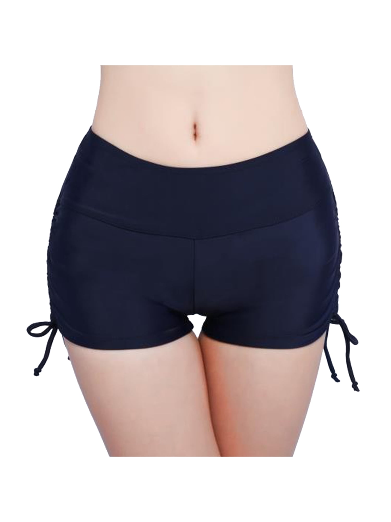 Madjtlqy Womens Swim Shorts High Waist Sides Drawstring Stretch Sports