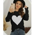 thumbnail image 2 of GHSDFBB Chandail pour Femmes Col Rond Manches Courtes/longues Chandail en Forme de Cœur, 2 of 6
