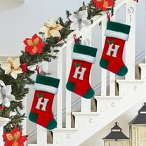 Christmas Stocking Gift Holder Holiday Decoration Sock for Candy Cards - 3D Embroidery Fireplace Mantle Decor Christmas Tree(H)
