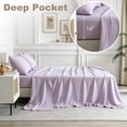 thumbnail image 6 of Jessy Home Bed Sheets Set 4 Piece King Sheet Set Light Purple Microfiber Fitted Sheet, Flat Sheet & 2 Pillowcases Bedding Set, 6 of 11