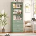 thumbnail image 4 of Homfa 2 Set of Green Bookcases, 71" Tall Bookcase with 3 Drawers, 3 Tier Wooden Bookshelf for Living Room Home Office, 4 of 7