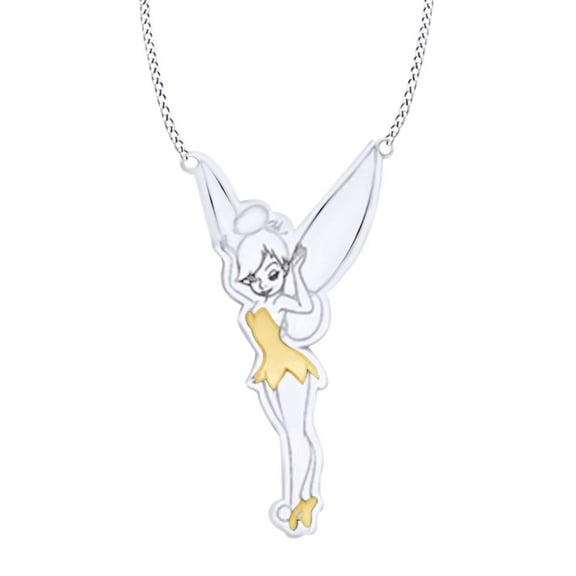 AFFY Tinker Bell Two Tone Pendant Necklace in 14k White Gold over Sterling Silver