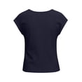 thumbnail image 4 of DDAPJ pyju Ribeed Knit Tops for Women 2026 Summer Short Sleeve Cowl Neck Shirt Slim Fit Y2K Going Out Top Navy XXL, 4 of 5