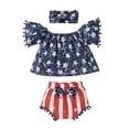 thumbnail image 2 of Dooleck Baby Girl 4th of July Outfit Infant Shirt Tops Shorts American Flag Clothes, 2 of 8