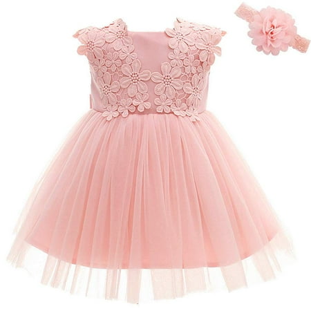 

Baby Girl Dress Christening Baptism Gowns Flower Girl Dress Pink 12