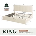 thumbnail image 6 of Amolife King Size Lift Up Storage Bed Frame, Velvet Upholstered Platform Bed with Adjustable Headboard, No Box Spring Needed, Cream White, 6 of 12
