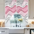 thumbnail image 4 of Pink Gray Swag Curtain Valance for Windows, Ombre Water Ripple Modern Abstract Geometric Window Treatments Short Swag Topper for Kitchen Windows Bathroom Bedroom, 36"x63", 4 of 8