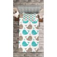 thumbnail image 3 of Ambesonne Whale Quilted Bedspread Set 2 Pcs, Smiling Fish in Ocean, Twin Size, Tan Turquoise White, 3 of 3