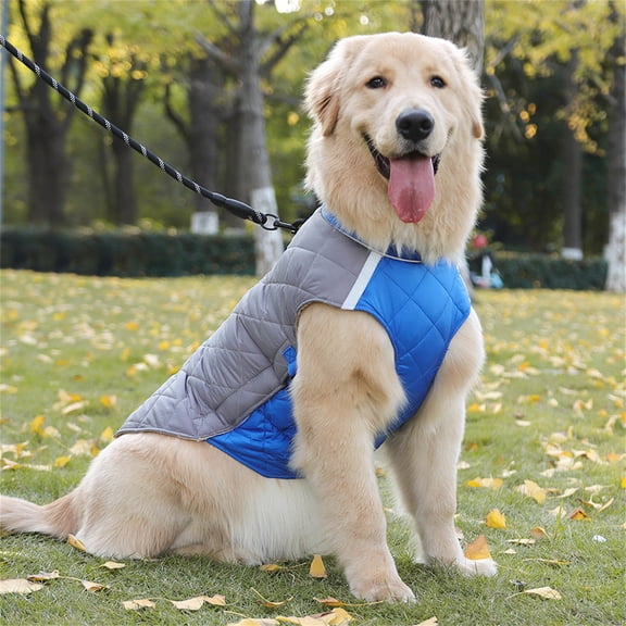 Winter Fleece Dog Jacket Vest For Small Medium Large Dogs, Thick Warm Reflective Pet Coat With Built-In Elastic Waist, Windproof Cotton Dog Clothing For Cold Weather Outdoors
