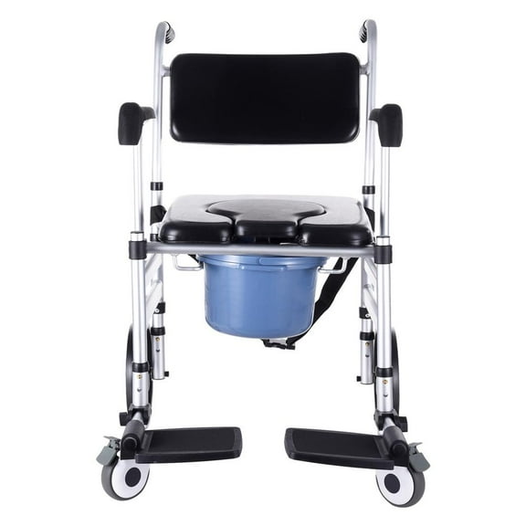 TOPATY Commode Toilet Foldable Portable Potty With Wheels Multifunctional Portable Toilet Riser With Handles For Home Hospital Elderly People With Disabilities superbly
