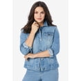 thumbnail image 3 of Roaman's Women's Plus Size Classic Stretch Denim Jacket, 3 of 5