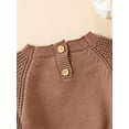 thumbnail image 4 of ZAXARRA Infant Baby Girl Knit Jumpsuit Flower Embroidery Long Sleeve Drawstring Waist Romper for Autumn, 4 of 8