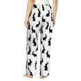 thumbnail image 3 of Naloa Black Rabbit Print Women’s Ultra-Soft Comfy Pajama Lounge Pants with Pockets & Drawstring, 3 of 8