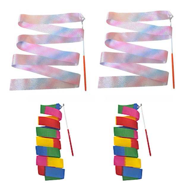 Gymnastics Dance Ribbons Satin Rhythmic Ribbon with 30cm Stick for Kids and Adults, Artistic Dance Streamers for Gymnastics, Ballet, Circus, and Performance Props