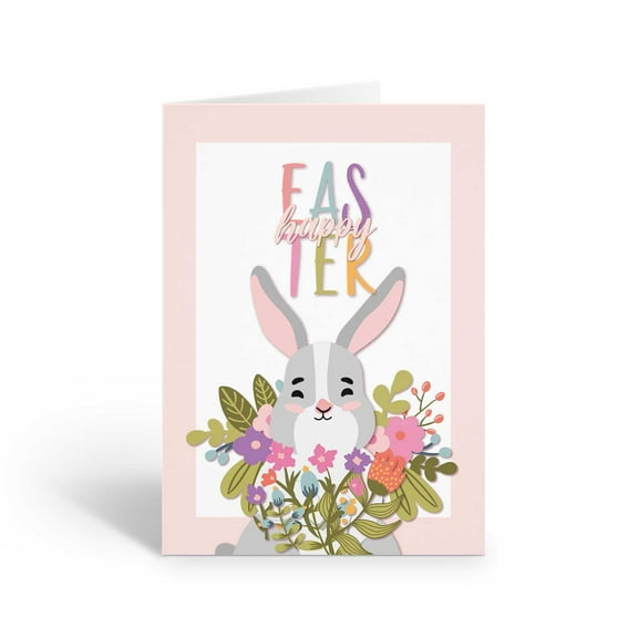Bunny Bouquet Happy Easter Day Cards - 12 Easter Day Cards & Envelopes - B18071