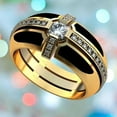 thumbnail image 2 of Unisex Geometric Cross Ring: Alloy Inlaid Artificial Gemstones, Golden Finish, Fashion Jewelry for Men and Women, 2 of 4