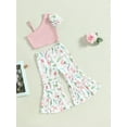 thumbnail image 3 of Bagilaanoe 2pcs Toddler Baby Girl Long Pants Set Sleeveless Patchwork Vest Tops + Floral Flare Trousers 12M 24M 3T 4T 5T 6T Kids Casual Outfits, 3 of 9