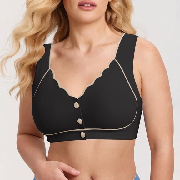 REORIAFEE Women Bras Wireless Front Closure Plus Size Wide Strap No Underwire Push up Bralette Comfortable Padded Bras L-3XL