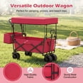 thumbnail image 4 of Costway Folding Utility Wagon with Detachable Canopy, Collapsible Garden Cart with Adjustable Push & Pull Handles Red, 4 of 10
