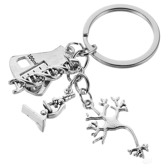 FRCOLOR Science Keychain for Biology Students and Teachers for Teacher Appreciation Favors DNA Microscope Keychain for Science Lovers for Backpacks and Bags Pendant