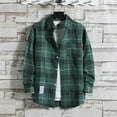 thumbnail image 3 of Mens Thin Shirts Long Sleeve Casual Fall Winter Lapel Plaid Shirt Jacket Loose Fit Button Down Mens Shirts, 3 of 3