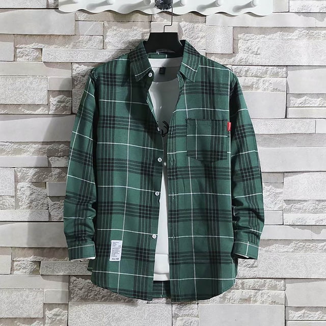 toraway Chemises pour Hommes Décontractées Grandes Tailles Été Chemise Imprimée Décontractée Automne/hiver Manches Longues Col Simple Chemise à Carreaux Rayée m
