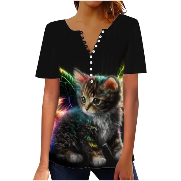 ICHUANYI Liquidación Mujer Moda Casual Impresión Manga Corta Camiseta Suelta Tops Túnica Blusa ICHUANYI WER202308257317