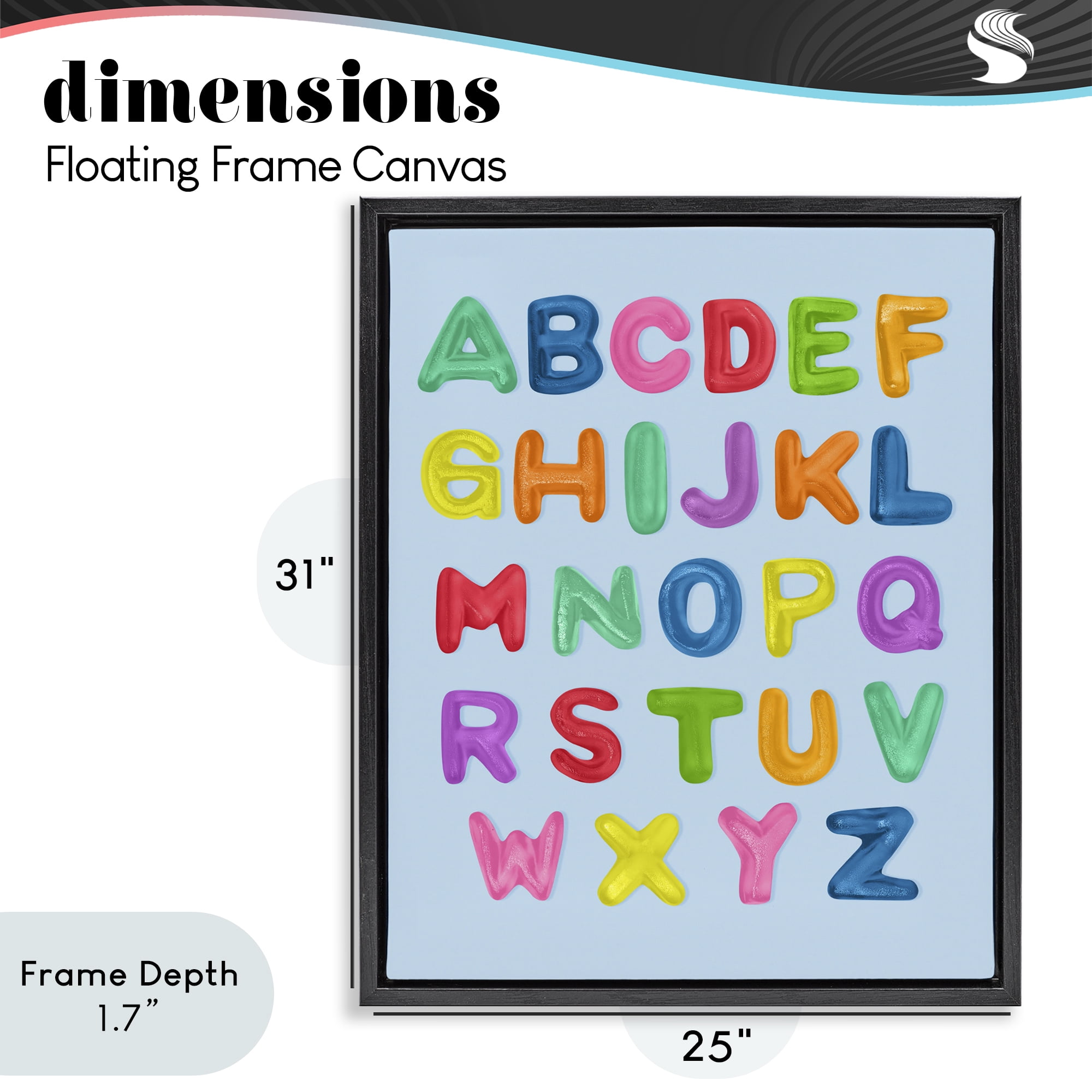 Stupell Industries Gummy Candy Alphabet Black Framed Floater Canvas Wall Art, design by LISH Creative
