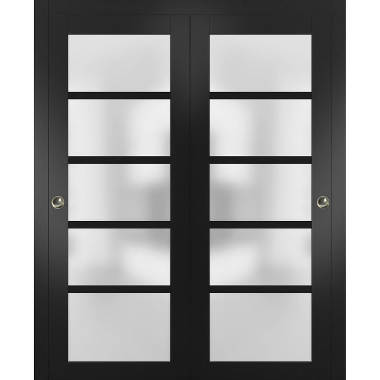 Bypass Sliding Glass Shower Door Sorrento Lux Series 56-60 Width 62  Height - Semi-Frameless Matte Black Finish - Smart Guard Easy Clean Coating  5/16 (8mm) Tempered Glass by Fab Glass and Mirror 