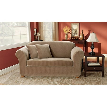 Sure Fit Stretch Pinstripe 2 Piece Loveseat Slipcover