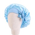 thumbnail image 4 of Gorro de seda con cinta de leche para niños, gorro de dormir de satén para bebé, gorro de ducha anudado, 4 of 6