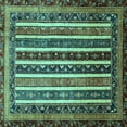 thumbnail image 1 of Ahgly Company Indoor Square Abstract Turquoise Blue Modern Area Rugs, 5' Square, 1 of 4