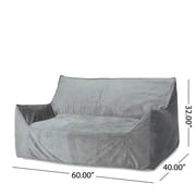 Noble House Pickerel Velvet Bean Bag Chair, Gray