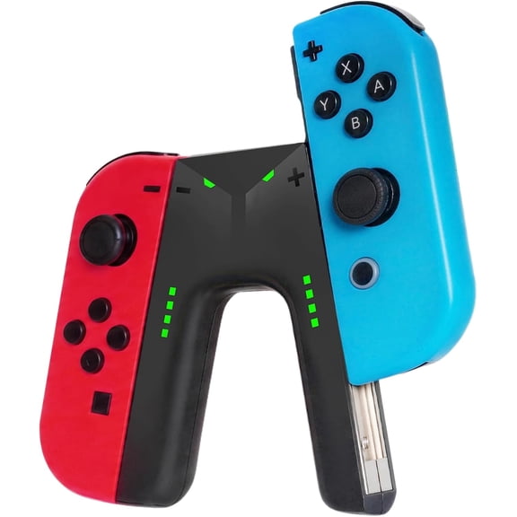 Vonzuda Switch JoyCon Charging Grip Compatible with Nintendo Switch & OLED Model, Play While Charging, Portable V Shaped Switch JoyCon Controller Charger with Indicators