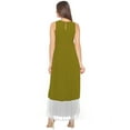 thumbnail image 3 of eloria Women's Georgette Boat neck Sleevless Partywear A line Maxi Dress, Color : Olive Green | Size : XS, 3 of 6