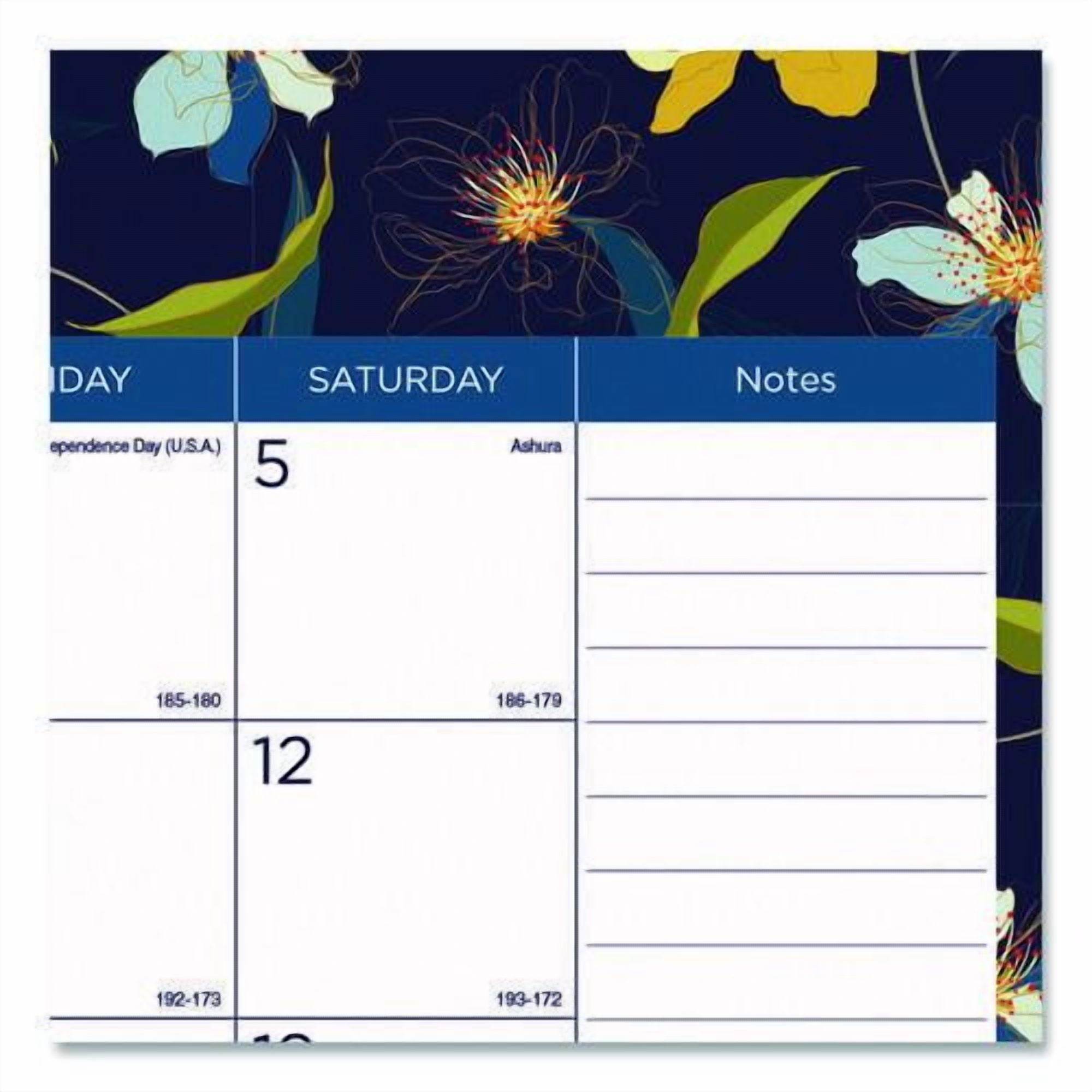 Academic 18-Month Desk Pad Calendar, Floral Artwork, 22 x 17, White/Multicolor Sheets, Black Headband, July 2025 to Dec 2026 | Bundle of 2