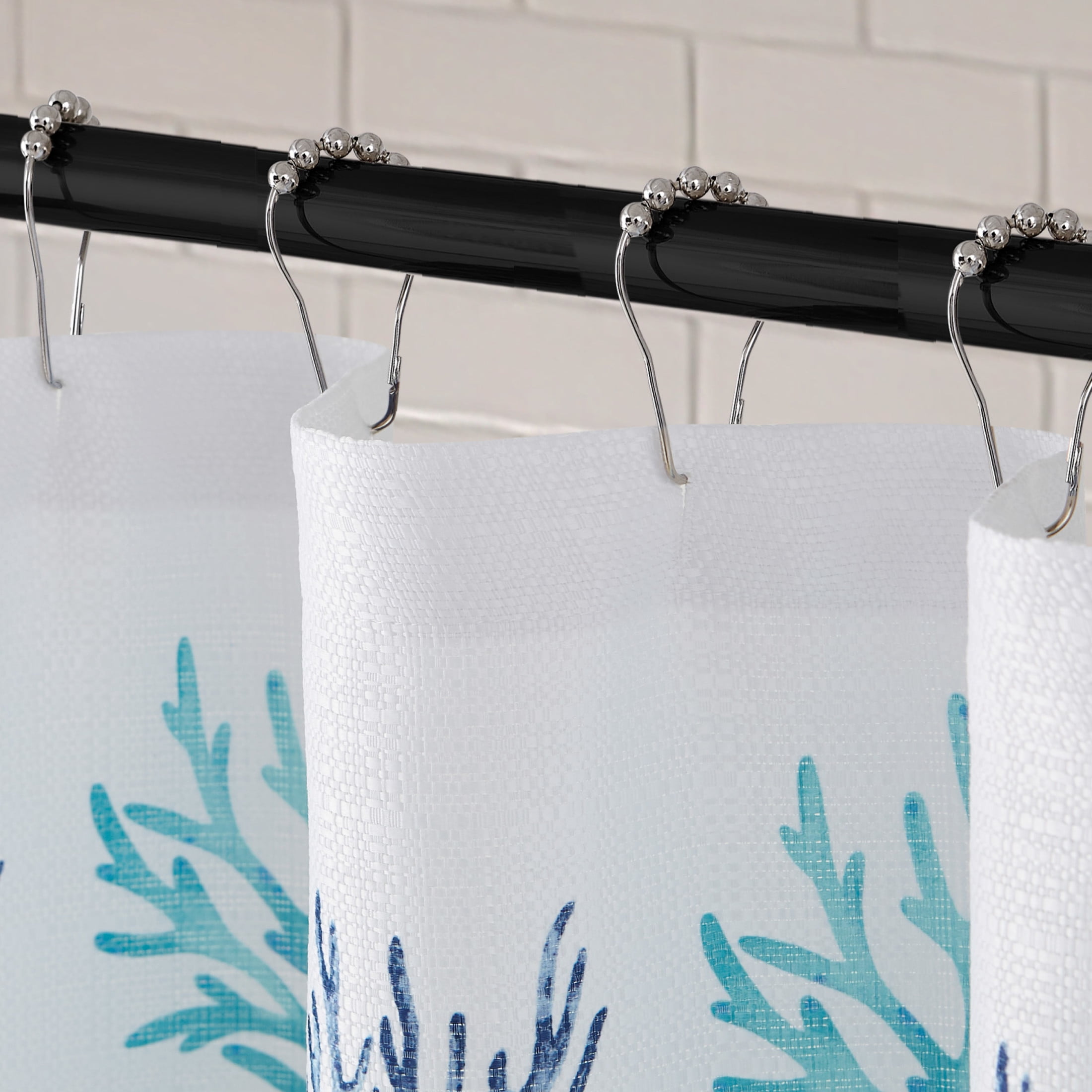 CHI South Cape Shower Curtain and Hooks Modern Washable 70" W x 72" L 13-Piece Set