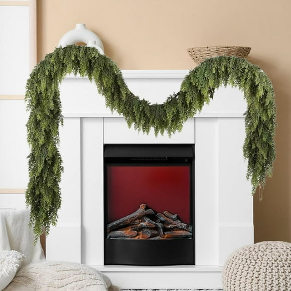 Guirnalda artificial para decoración navideña, adorno navideño, guirnalda navideña, decoración navideña para bodas, porche, chimenea, suministros para