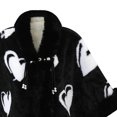 thumbnail image 4 of UTSJKR Women Heart Pattern Faux Fur Trim Poncho Cape Pearl Tassel Detail Warm Wrap Coat for Fall Winter Daily Dressing Black, 4 of 4