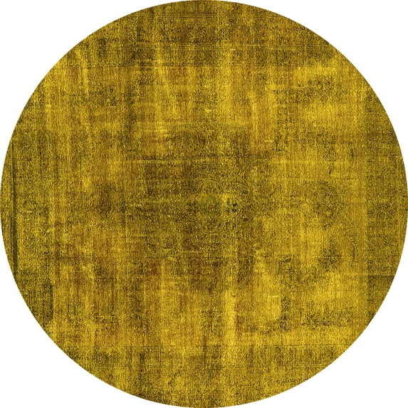 Ahgly Company Indoor Round Oriental Yellow Industrial Area Rugs, 5' Round