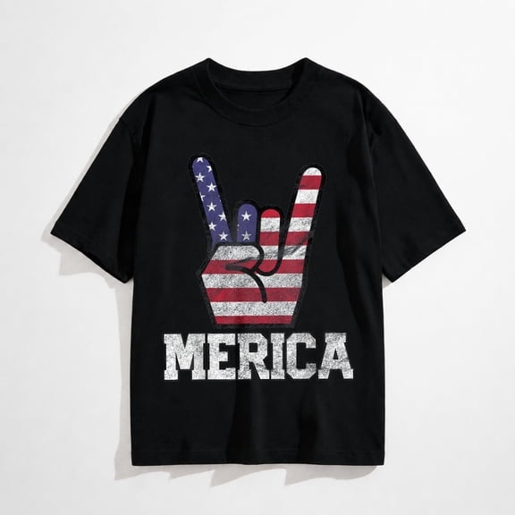 Merica Rock Sign 4th of July Vintage Merica Rock Sign 4th of July Vintage American Flag Retro USA T-Shirt