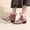 Pink, variant on Women Fuzzy Cuff Ankle Snow Boots, Metal Buckle Strap Side Zipper Faux Suede Booties, Low Block Heel Warm Lined Short Winter Boots Pink 6.5(38)