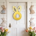 thumbnail image 2 of Yellow Easter Bunny Shaped Wreath With Linen Bow, Front Door Hanging Decoration For Easter And Spring, Versatile Wall Decor For Window, Fireplace, And Home 12X10X4In 0.8Lb, 2 of 7