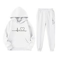 thumbnail image 4 of XUELUO Toddler Kids Outfit Sets 2Pcs Heart EKG Print Hoodie & Pants Set Cute Pocketed Sports Daily Comfort Girls Clothes, 4 of 4
