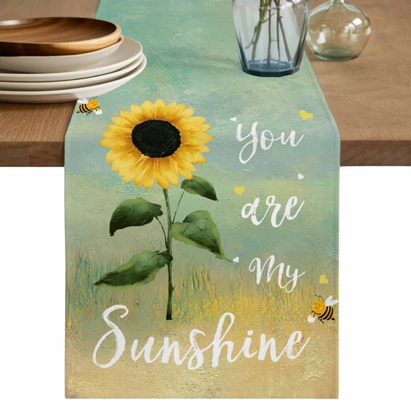Table Runner 120 Inches Long for Kitchen Dining, Sunflowers Dresser Scarf Farmhouse, Dining Table Decorations for Wedding/Parties, Botanical Ombre Flowers You Are My Sunshine 13 x 120 In