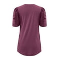 thumbnail image 4 of Fznquz Work Women Tops Purple Dressy Puff Sleeve Shirt V Neck Casual Solid Work Blouses for Women, 4 of 7
