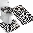 thumbnail image 1 of 3pcs Zebra Flannel Lid Toilet Cover & Pedestal Rug & Bathroom Mat Set (Zebra-stripe), 1 of 5